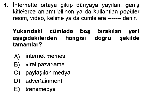 SMY104U Dijital Çağda Reklam çıkmış sınav sorusu 1
