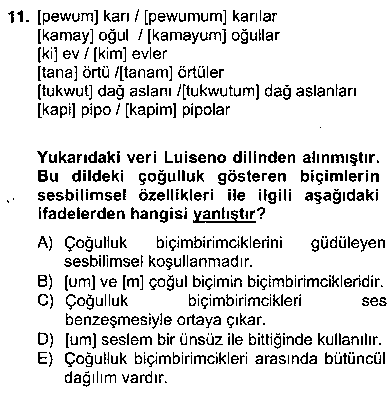 TDE306U Genel Dilbilim 2 çıkmış sınav sorusu 3