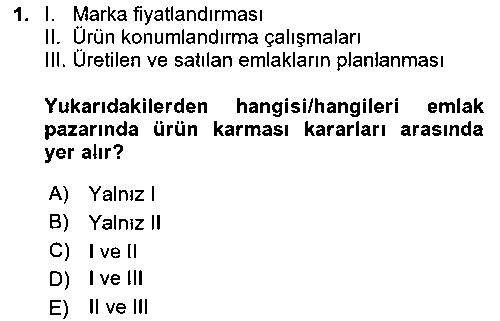 EMY210U Emlak Pazarlaması çıkmış sınav sorusu 1