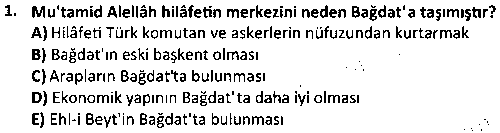 TAR1004 İslam Tarihi 2 çıkmış sınav sorusu 1