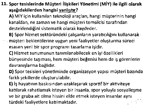 SYP1010 Spor Tesisleri İşletmeciliği çıkmış sınav sorusu 3
