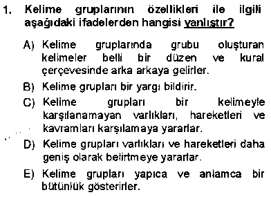 TDE203U Türkçe Cümle Bilgisi 1 çıkmış sınav sorusu 1