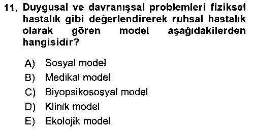 SHZ305U Tıbbi Ve Psiko-Sosyal Hizmet çıkmış sınav sorusu 3