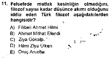 FEL405U Türkiye´de Felsefenin Gelişimi 1 çıkmış sınav sorusu 3