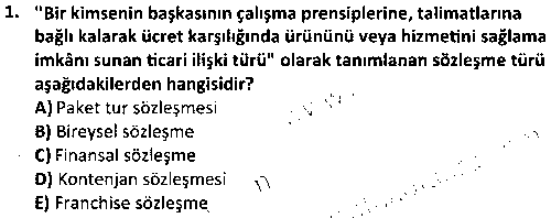 TOI2006 Turizm Mevzuatı çıkmış sınav sorusu 1
