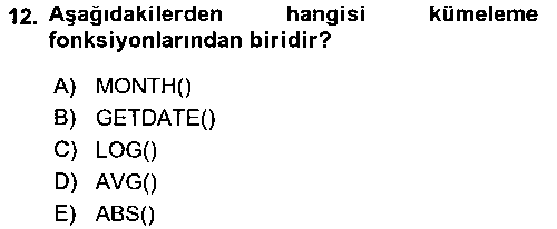 YBS304U Veritabanı Programlama çıkmış sınav sorusu 3