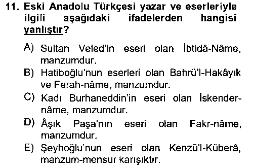 TDE302U XIV-XV. Yüzyıllar Türk Dili çıkmış sınav sorusu 2