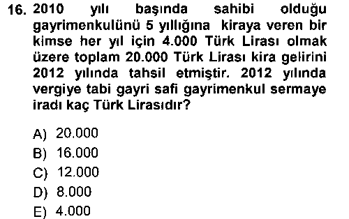 HUK305U Özel Vergi Hukuku 1 çıkmış sınav sorusu 3