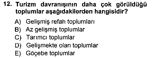 SOS109U Turizm Sosyolojisi çıkmış sınav sorusu 2