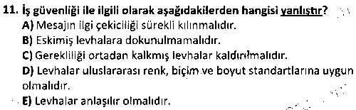 ISG1010 Etiketleme ve İşaretleme çıkmış sınav sorusu 3