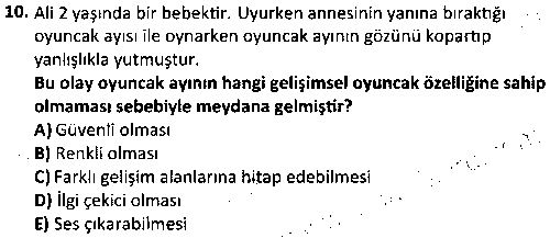 ÇGL2010 Oyun ve Oyun Materyalleri çıkmış sınav sorusu 2