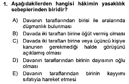 HUK227U Medeni Usul Hukukuna Giriş çıkmış sınav sorusu 1