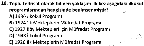 TAR4009 Türk Eğitim Tarihi çıkmış sınav sorusu 2