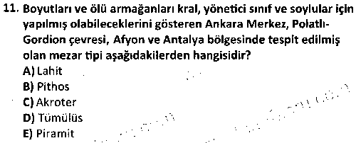 TSH2005 Anadolu Uygarlıkları çıkmış sınav sorusu 3