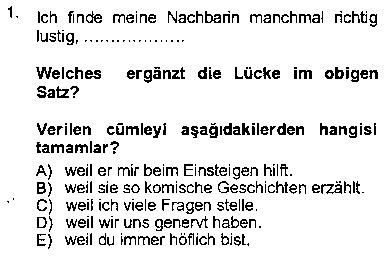 ALM401U Almanca 3 çıkmış sınav sorusu 1