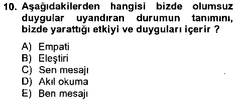ILT104U Etkili İletişim Teknikleri çıkmış sınav sorusu 2