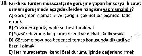 SOH2013 Sosyal Hizmette Görüşme İlke ve Teknikleri çıkmış sınav sorusu 2