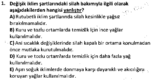 OGK2007 Silah Bilgisi çıkmış sınav sorusu 1