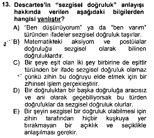 FEL301U Modern Felsefe 1 çıkmış sınav sorusu 3