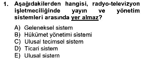 RTP204U Radyo ve Televizyon İşletmeciliği çıkmış sınav sorusu 1