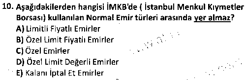 BS1006 Sermaye ve Para Piyasaları çıkmış sınav sorusu 2