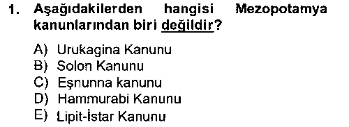 TAR116U Genel Uygarlık Tarihi çıkmış sınav sorusu 1
