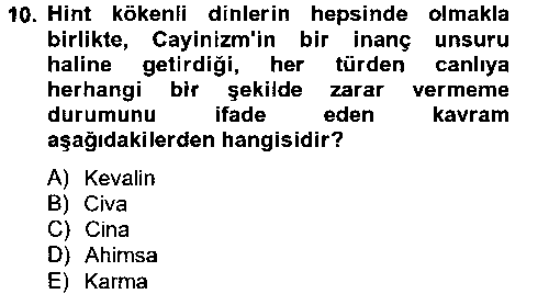 Yaşayan Dünya Dinleri çıkmış sınav sorusu 2