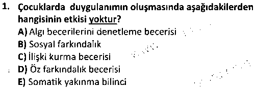 CGE2001 Çocuk Psikolojisi ve Ruh Sağlığı çıkmış sınav sorusu 1