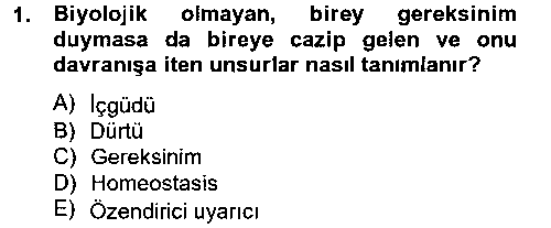 SOS106U Birey ve Davranış çıkmış sınav sorusu 1