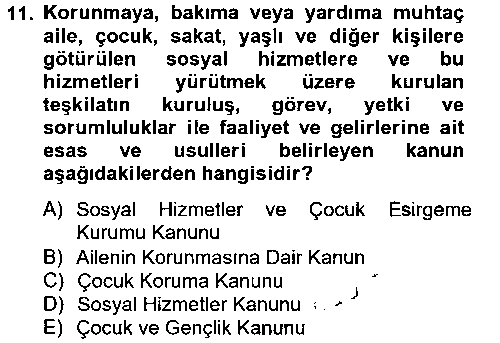 SHZ206U Sosyal Hizmet Mevzuatı çıkmış sınav sorusu 3