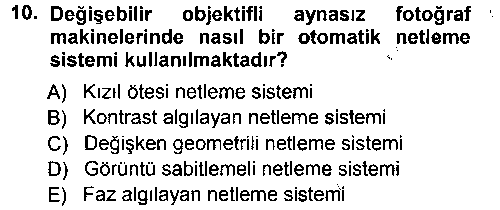 FOT209U Sayısal Fotoğraf Makineleri çıkmış sınav sorusu 2