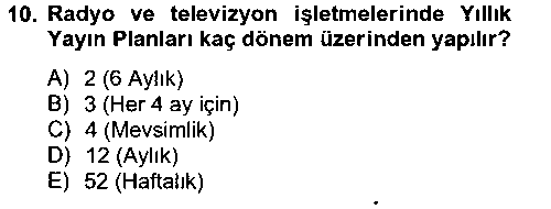 RTP204U Radyo ve Televizyon İşletmeciliği çıkmış sınav sorusu 2