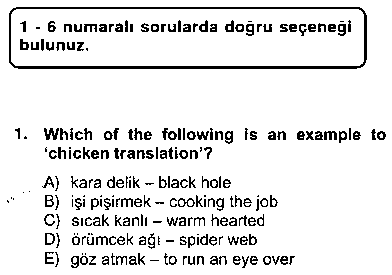 INO204U Çeviri (Türk/İng) çıkmış sınav sorusu 1
