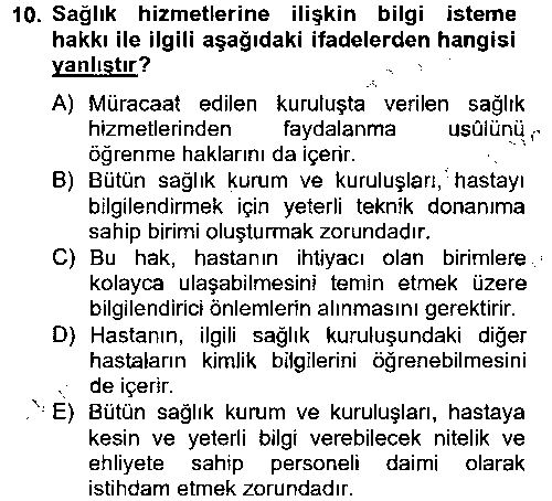 HUK120U Sağlık Hukuku çıkmış sınav sorusu 2
