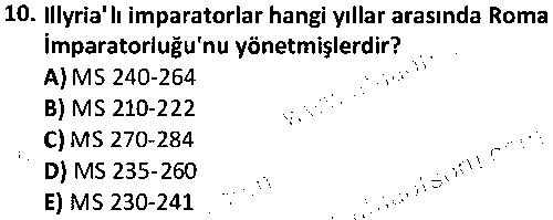 TAR2007 Eskiçağ Avrupa Tarihi çıkmış sınav sorusu 2