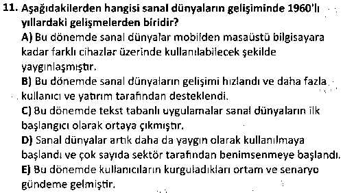 BIL1002 Temel Bilgi Teknolojileri 2 çıkmış sınav sorusu 3