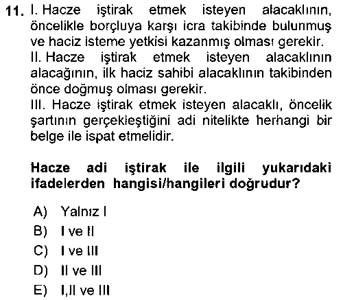 HUK224U İcra Ve İflas Hukuku çıkmış sınav sorusu 3