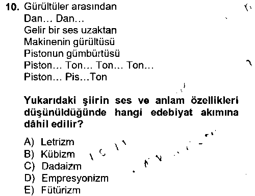 EDB106U Batı Edebiyatında Akımlar 2 çıkmış sınav sorusu 1