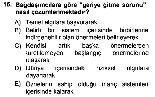 FEL201U Epistemoloji çıkmış sınav sorusu 2