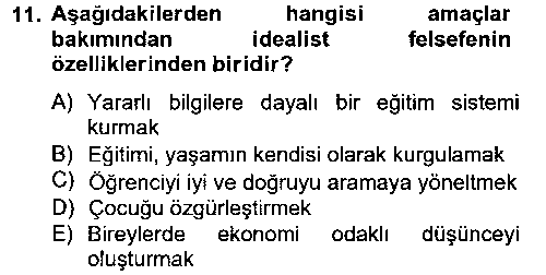 FEL208U Eğitim Felsefesi çıkmış sınav sorusu 3