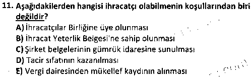 DT1006 Dış Ticaret İşlemleri Yönetimi çıkmış sınav sorusu 3
