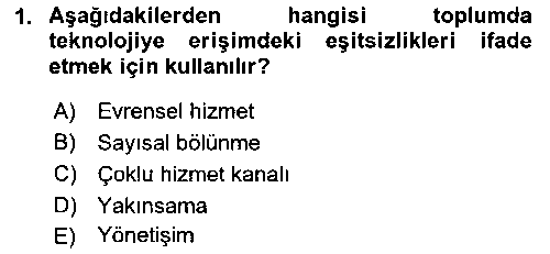 YBS309U Bilgi Toplumu Ve E-Devlet çıkmış sınav sorusu 1