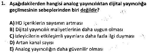 RKL2008 Radyo- Televizyonda Program Yapım ve Yönetim çıkmış sınav sorusu 1