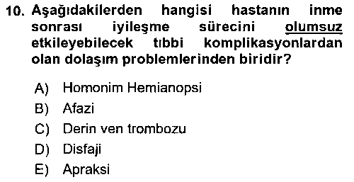 EBR207U Yaşlılıkta Nörolojik Temelli Durumların Bakım ve Rehabilitasyonu çıkmış sınav sorusu 1