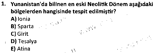 TAR2007 Eskiçağ Avrupa Tarihi çıkmış sınav sorusu 1