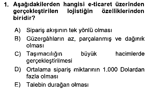 LOJ206U Bilişim Sistemleri Ve Lojistik çıkmış sınav sorusu 1