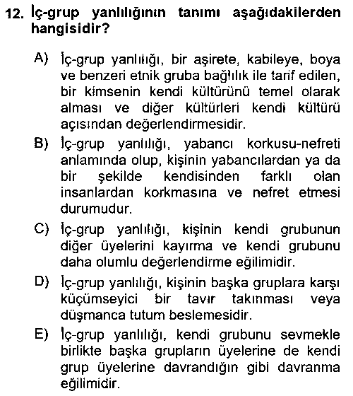 SHZ302U İnsan Davranışı Ve Sosyal Çevre 2 çıkmış sınav sorusu 2