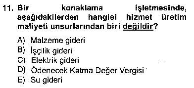 MUH210U Konaklama İşletmelerinde Muhasebe Uygulamaları çıkmış sınav sorusu 2