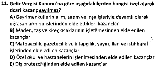 DT2010 Türk Vergi Sistemi çıkmış sınav sorusu 3
