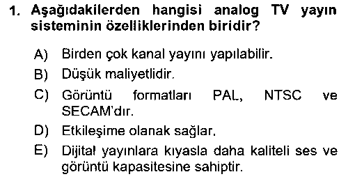 FOT213U Sayısal Görüntüleme Teknolojileri çıkmış sınav sorusu 1